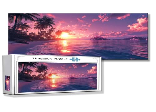 Puzzle Sonnenuntergang 900 Teile Ozean Puzzle Erwachsene Anspruchsvoll Groß XXL 87 x 34 cm Jigsaw Panorama, Schwer Impossible Jigsaw, 2025 Klassische Holzpuzzle für Erwachsene Männer, Frauen, A-8 von Zhngzoyn