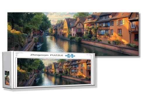 Puzzle Venedig 900 Teile Stadt Puzzle Erwachsene Anspruchsvoll Groß XXL 87 x 34 cm Jigsaw Panorama, 2025 Impossible Jigsaw, Klassische Holzpuzzle für Erwachsene Männer, Frauen, ältere Menschen C-4 von Zhngzoyn