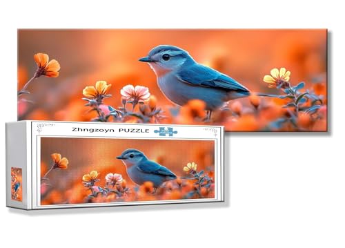 Puzzle Vogel 900 Teile Blume Puzzle Erwachsene Anspruchsvoll Groß XXL 87 x 34 cm Jigsaw Panorama, 2025 Impossible Jigsaw, Klassische Holzpuzzle für Erwachsene Männer, Frauen, ältere Menschen P-4 von Zhngzoyn