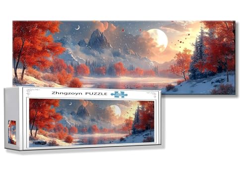 Puzzle Winter 900 Teile Landschaft Puzzle Erwachsene Anspruchsvoll Groß XXL 87 x 34 cm Jigsaw panorama, 2025 Impossible Jigsaw, Klassische Holzpuzzle für Erwachsene Männer, Frauen, ältere Menschen U-6 von Zhngzoyn