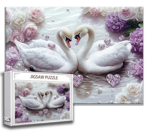 Schwan Puzzle 120 Teile Kinder, Jigsaw Puzzle Tier Puzzle Erwachsene, Junge, Mädchen, Geschicklichkeitsspiel für Die Ganze Familie, Klassische Holzpuzzle für Wand Zimmer Deko Wohnzimmer, Geschenke U-0 von Zhngzoyn