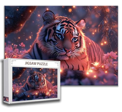 Tiger Puzzle 120 Teile Kinder, Jigsaw Puzzle Tiger Puzzle Erwachsene, Junge, Mädchen, Geschicklichkeitsspiel für Die Ganze Familie, Klassische Holzpuzzle für Wand Zimmer Deko Wohnzimmer, Geschenke Z-4 von Zhngzoyn