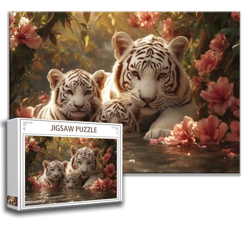 Tiger Puzzle 200 Teile Kinder, Jigsaw Puzzle Blume Puzzle Erwachsene, Junge, Mädchen, Geschicklichkeitsspiel für Die Ganze Familie, Klassische Holzpuzzle für Wand Zimmer Deko Wohnzimmer, Geschenke B-5 von Zhngzoyn