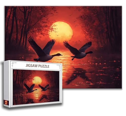 Vogel Puzzle 200 Teile Kinder, Jigsaw Puzzle Sonnenuntergang Puzzle Erwachsene, Junge, Mädchen, Geschicklichkeitsspiel für Die Ganze Familie, Klassische Holzpuzzle für Wand Zimmer Deko Wohnzimmer G-8 von Zhngzoyn