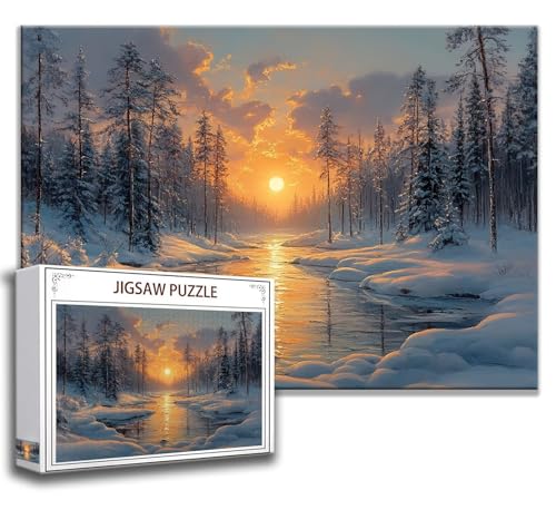 Winter Puzzle 120 Teile Kinder, Jigsaw Puzzle Landschaft Puzzle Erwachsene, Junge, Mädchen, Geschicklichkeitsspiel für Die Ganze Familie, Klassische Holzpuzzle für Wand Zimmer Deko Wohnzimmer H-2 von Zhngzoyn