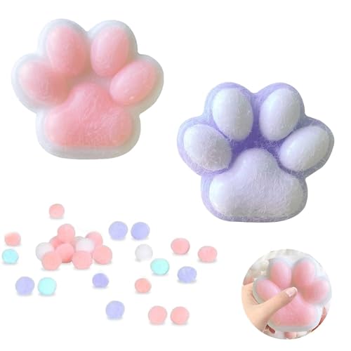 2 Stück Cat Paw Squeeze Toy,Cat Paw Squishy Squishy Toy Nette Anti Stress Spielzeug, Cartoon Katzenpfote Sensorik Spielzeug,Soft Sinnesspielzeug,Mädchen Und Jungen Zum Entspannen(Weiß,Lila) von ZhongShuang