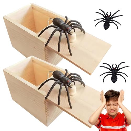 2 Stücke Spider Prank Scare Box,Spinne In Der Box Scherzartikel Gummispinne,Spinnen Schreckens Streichbox,Spinne Streich-Box Mit 2 Stück Spinnenmodell,Für Kinder Erwachsene Party Favors Gifts von ZhongShuang