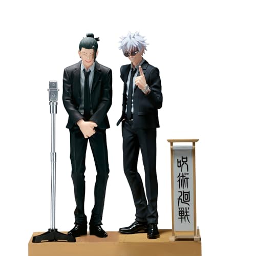 2Pcs JJK Figur Gojo Satoru Figur Geto Suguru Figur, 15 cm Anzug Stil Anime PVC Modell Action Figur Schreibtisch Weihnachten Heimdekoration Geburtstagsgeschenk für Fans von Zhongkaihua