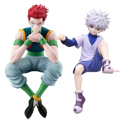 Anime Figuren Sets von 2 Hisoka Noodle Stopper Figur Zaoldyeck Killua Sitzposition Figur PVC Statue Modell Desktop Ornament von Zhongkaihua