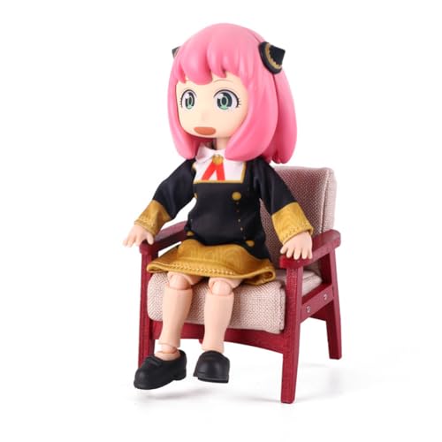 Anya Forger Actionfigur, Statue, bewegliches und veränderbares Gesicht, niedliche Anime-Minifigur, 13 cm, Anya-Figur, PVC-Modell, Desktop-Ornamente von Zhongkaihua