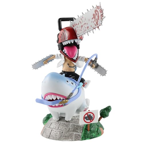 Chainsaw Man Figurine Denji Action Figure Anime Figuren Denji Riding Sharks Figur Statue Modell Desktop Dekorationen Anime Fans' Collectibles von Zhongkaihua