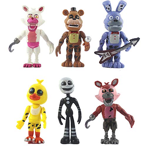 Five Nights At Freddy's PVC bewegliche Gelenke Home Sammlerstück Modell – FNAF Funtime Freddy Foxy Sister Location Horror Puppe Actionfiguren – Anime FNAF Fans GIft (9–13 cm, 6 Stück/Set-B) von Zhongkaihua