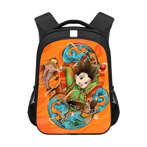 HxH Killua Zaoldyeck Anime-Rucksack für Schule, Mode, 3D-Anime-Druck, Cartoon-Schultasche, große Kapazität, Laptop-Rucksack für Schüler, Typ2, 44*30.5*16cm von Zhongkaihua