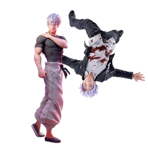 JJK Anime-Figuren 2er Set Gojo Satoru Action Figur hängend kopfüber kriegsbeschädigte Editionen der Anime Charakter Gojo Figurine PVC Modell Desktop Ornamente von Zhongkaihua