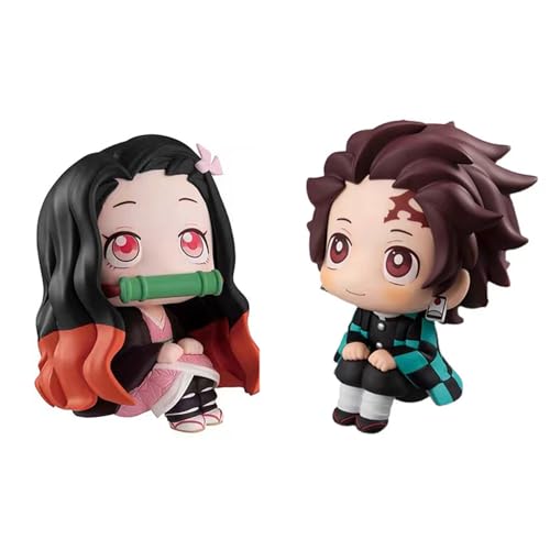 Zhongkaihua Kamado Tanjiro/Nezuko Figur Mini Version Anime Nezuko/Tanjiro Actionfiguren Sitzposition Dekoration Kollektion von Zhongkaihua