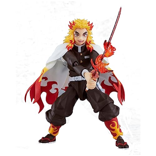 Kyoujurou Rengoku Figur Anime Charakter Modell Bewegliches und veränderbares Gesicht Säule der Flamme Action Figur 14CM von Zhongkaihua