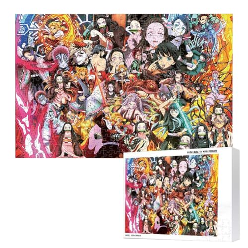 Puzzles 300/500/1000/1500 Teile Kamado Tanjiro Tomioka Giyuu Kochou Shinobu DIY Anime Casual Puzzles Home Desk Deocrtaion Geburtstagsgeschenk für Fans von Zhongkaihua