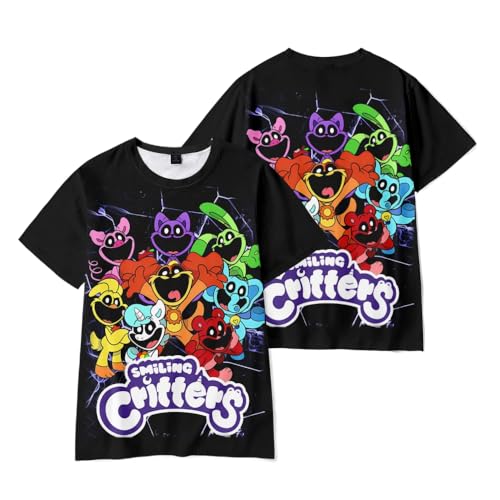 Zhongkaihua Smiling Critters Cat Nap T-Shirt Cartoon gedruckt Kurzarm T-Shirt Sommer Baumwolle Tops Anime Tee von Zhongkaihua