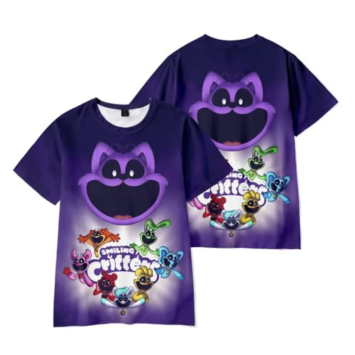 Zhongkaihua Smiling Critters Cat Nap T-Shirt Cartoon gedruckt Kurzarm T-Shirt Sommer Baumwolle Tops Anime Tee von Zhongkaihua