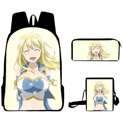 Zhongkaihua 3-in-1 Anime-Rucksack-Set mit Feenschwanz, mit Schultasche, Federmäppchen und Umhängetasche, für Jungen und Mädchen, Schulöffnungssaison, 3-teiliges Rucksack-Set, Typ3, 40*30*13cm von Zhongkaihua