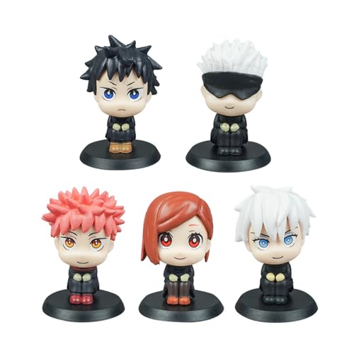 Zhongkaihua 5Pcs Anime Figuren Gojo Satoru/Yuuji/Megumi/Kugisaki Nobara/Geto Suguru Figur 7CM PVC Anime Statue Modell Cake Topper Ornamente Desktop Dekorationen von Zhongkaihua