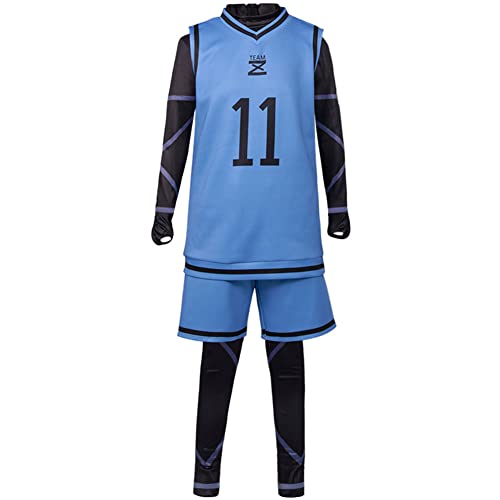 Zhongkaihua Anime BACHIRA MEGURU Blue Lock Cosplay Kostüm CHIGIRI HYOMA Fußball Kit Nr. 8/4/9/11 Trikot Fußball Anzug Cosplay Kostüm Sportbekleidung von Zhongkaihua