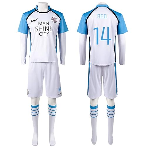 Zhongkaihua Anime Blue Lock Kostüm Cosplay Reo Mikage Seishiro Nagi Cosplay Fußball Kit Nr. 14/44/11/1 Trikot Fußballanzug Anime Kostüm Sportbekleidung von Zhongkaihua