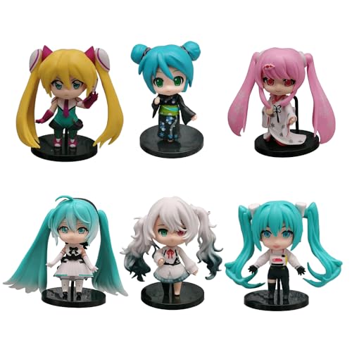 Zhongkaihua Anime Figuren Miku Figur 6pcs Kimono Modell Statue Anime Miku Action Figure 9CM PVC Sammlung Desktop Dekorationen Geschenke von Zhongkaihua