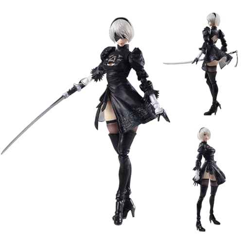 Zhongkaihua Anime Game Girl Figure Automata 2B YoRHa No.2 Type B Super Action Statue Figure Yorha 2B Figure Jointed Movable PVC Model With Interchangeable Accessories von Zhongkaihua