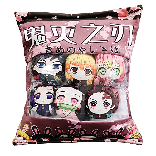 Zhongkaihua Anime Plushies Kawaii Snack Kissen Kamado Tanjirou, Kamado Nezuko, Agatsuma Zenitsu, Kochou Shinobu, Tomioka Giyuu, Kanroji Mitsuri Figur, Plüsch-Set, Geschenke für Teenager, Mädchen, von Zhongkaihua