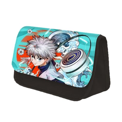 Zhongkaihua Chrollo/Hisoka/Zaoldyeck Killua Anime Federmäppchen Schulbedarf für Schüler Cartoon Schreibwaren Tasche Große Kapazität Doppellagiges Federmäppchen mit Reißverschluss, Typ1, 22*13*7.5cm von Zhongkaihua