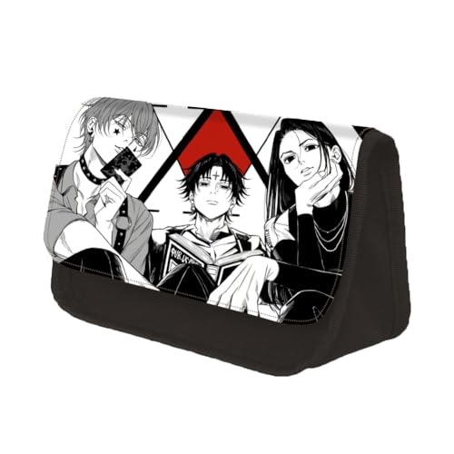 Zhongkaihua Chrollo/Hisoka/Zaoldyeck Killua Anime Federmäppchen Schulbedarf für Schüler Cartoon Schreibwaren Tasche Große Kapazität Doppellagiges Federmäppchen mit Reißverschluss, Typ12, 22*13*7.5cm von Zhongkaihua