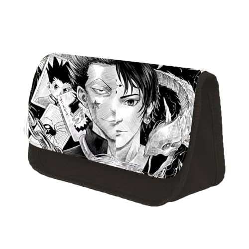 Zhongkaihua Chrollo/Hisoka/Zaoldyeck Killua Anime Federmäppchen Schulbedarf für Schüler Cartoon Schreibwaren Tasche Große Kapazität Doppellagiges Federmäppchen mit Reißverschluss, Typ15, 22*13*7.5cm von Zhongkaihua