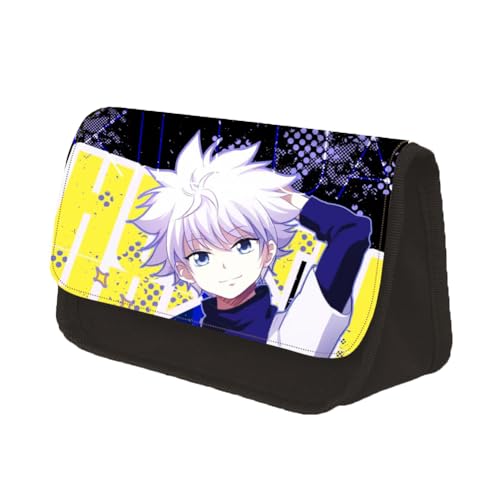 Zhongkaihua Chrollo/Hisoka/Zaoldyeck Killua Anime Federmäppchen Schulbedarf für Schüler Cartoon Schreibwaren Tasche Große Kapazität Doppellagiges Federmäppchen mit Reißverschluss, Typ16, 22*13*7.5cm von Zhongkaihua