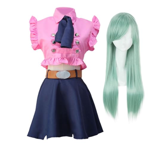 Zhongkaihua Elizabeth Liones Cosplay Damen Kostüm mit Perücke Set - The Seven Deadly Sins Wrath of the Gods Rollenspiel Halloween Anime Karnevalsparty Outfit für Mädchen von Zhongkaihua