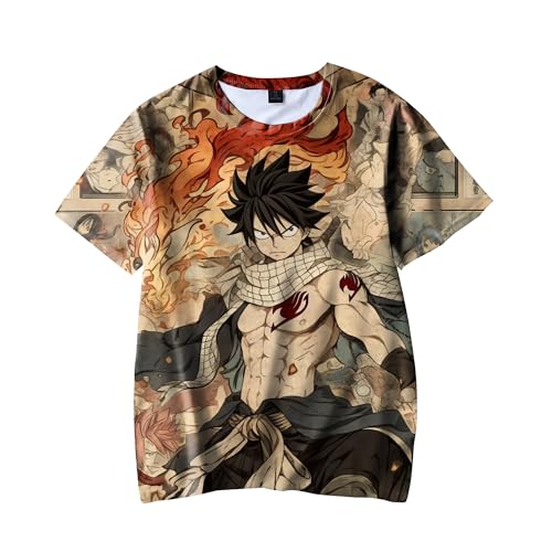 Zhongkaihua Fairy Tail Unisex Natsu Dragneel Lucy Heartfilia Lucy Heartfilia Sommer Anime Shirt Stylisches Strand-T-Shirt für Teenager, Jungen, Mädchen von Zhongkaihua