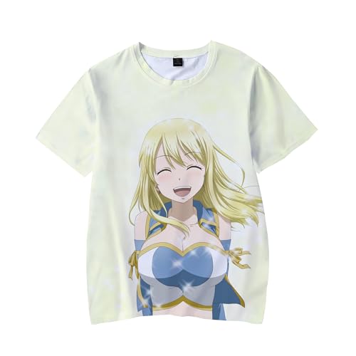 Zhongkaihua Fairy Tail Unisex Natsu Dragneel Lucy Heartfilia Lucy Heartfilia Sommer Anime Shirt Stylisches Strand-T-Shirt für Teenager, Jungen, Mädchen von Zhongkaihua