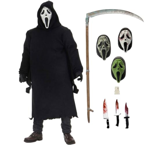 Zhongkaihua Ghostface Figur Ghostface Actionfigur 18 cm PVC Modell Weihnachten Zuhause Schreibtisch Ornament Geburtstag Sammlung Halloween Dekoration Geschenk für Erwachsene von Zhongkaihua