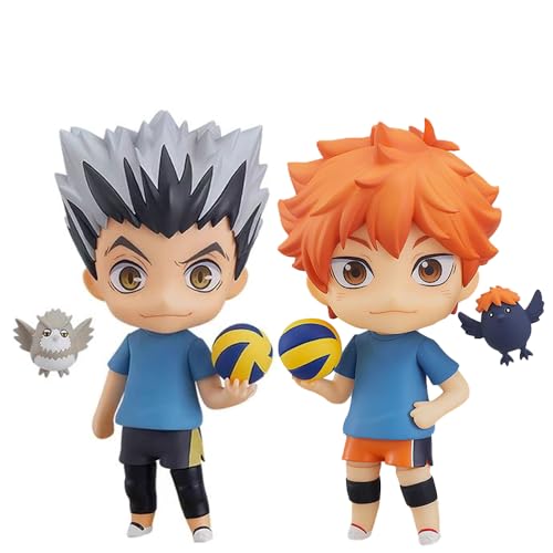 Zhongkaihua Haikyuu Anime Figuren Hinata Shoyo Q Version Tonfigur Mini Statue Hinata Shoyo Actionfigur mit Zubehör Wechselbare Gesichter und Hände PVC Modell Desktop Ornamente von Zhongkaihua