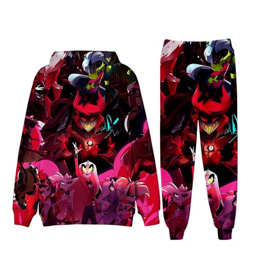 Zhongkaihua Hazbin Hotel Hoodie Hose 2 Stück Sets Angel Dust/Alastor Hazbin Hotel Hoodies Anime Sweatshirts Pullover Kleidung Casual Sports Unisex von Zhongkaihua