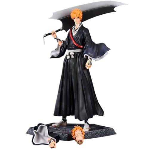 Zhongkaihua Ichigo Kurosaki Figur Statue 33cm Kurosaki Ichigo Actionfigur mit Zubehör Austauschbare Köpfe PVC Modell Sammelbar Tischplatte Ornament von Zhongkaihua