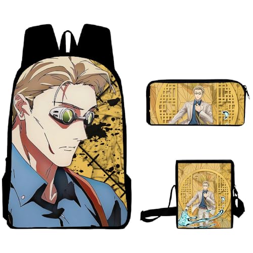 Zhongkaihua JJK 3-teiliges Anime-Rucksack-Set für Schule, Jungen, Gojo-Rucksack, 3-in-1, mit Schultaschen, Federmäppchen und Umhängetaschen-Sets für Studenten, Schulsaison, Geschenke, Typ5, 40*30*13cm von Zhongkaihua