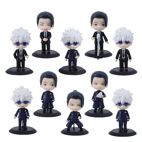 Zhongkaihua JJK Anime Figuren Set 10pcs Gojo Satoru und Geto Suguru Figure Mini Modell Statue, Cake Topper Collectibles Dekorationen Geschenke 9.5CM PVC von Zhongkaihua