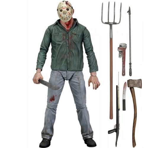 Zhongkaihua Jason Voorhees Figur Jason Voorhees Actionfigur 18 cm PVC-Modell Weihnachten Zuhause Schreibtisch Ornament Geburtstag Sammlung Halloween Dekoration Geschenk für Erwachsene von Zhongkaihua