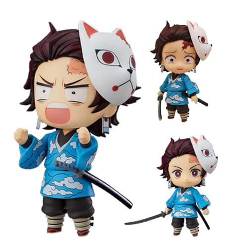 Zhongkaihua Kamado Tanjiro Actionfigur mit beweglichen und austauschbaren Gesichtern Anime Q Figurine Mini Statue Anime Sammelfigur Modell 10cm von Zhongkaihua