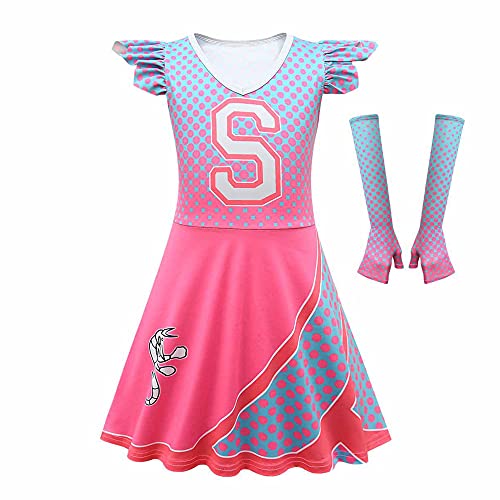 Zhongkaihua Kinder Halloween Zombies Kostüm Overall Onesies Zombies Addison Cosplay Kostüm Cheerleader Outfit Anzug Neuheit Mädchen Kleider Cheerleader Party Dress Up Verkleidung, Addison 2, 140 von Zhongkaihua