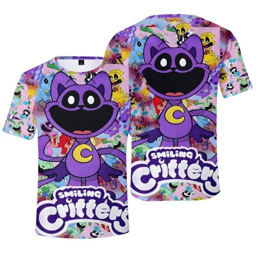 Kinder T-Shirt Lächelnde Critters Cartoon 3D gedruckt Anime Tee Sommer Kurzarm-Top T-Shirt für Jungen Mädchen von Zhongkaihua