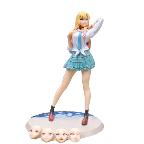 Zhongkaihua Kitagawa Marin Figur mit austauschbaren Gesichtern Schuluniform Ver. Statue Stehende Position PVC Modell mit Basis Desktop Ornamente, 24cm von Zhongkaihua