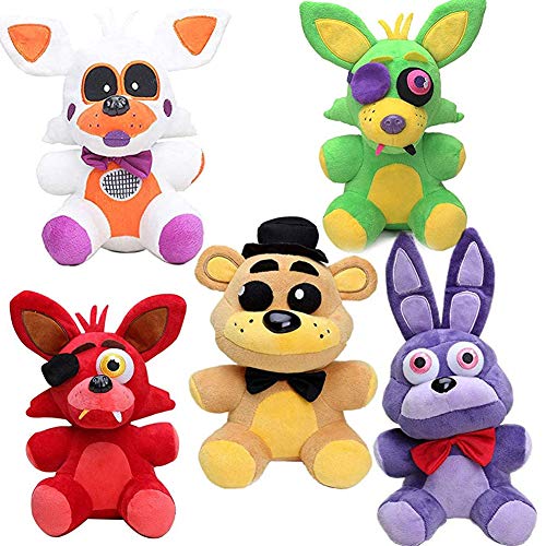 Zhongkaihua Lolbit + Green Foxy der Pirat + Fazbear + Nightmare Bonnie Set Fnaf Plüschtiere Fnaf Toys Sister Location für Kinder Weihnachten Neujahr Geburtstag Geschenk von Zhongkaihua