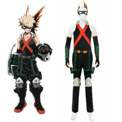 Zhongkaihua MHA Bakugou Katsuki Cosplay Schwarz Anime Kampf Kostüm, Rollenspielanzug Fasching, Halloween, Party, Karneval, Uniform für Fans (S-XXL) von Zhongkaihua